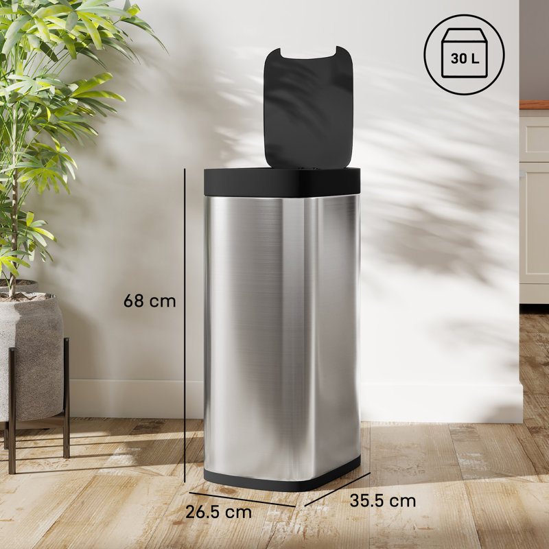 HOMCOM 50L Sensor Bin Automatic Touchless Bin Battery Operated Black, Silver
