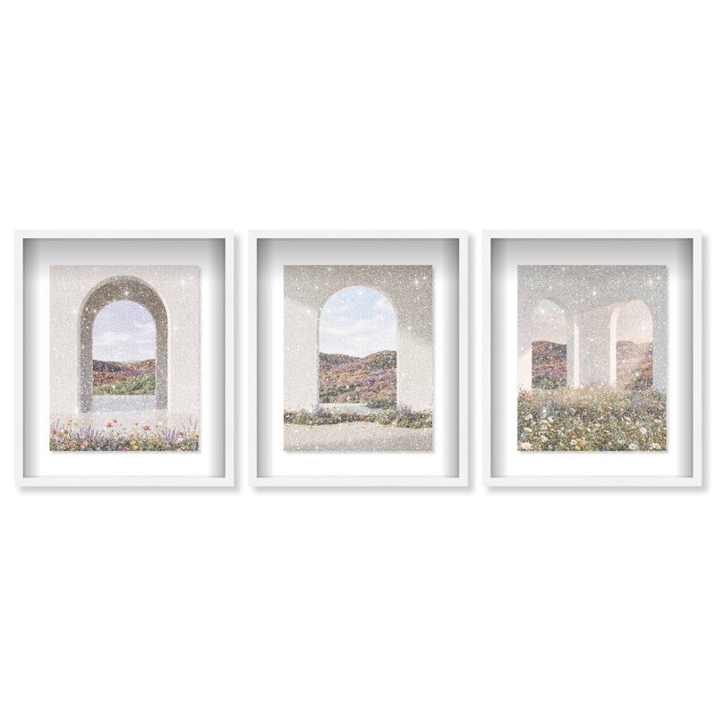 Paradise Arches Set Set by Oliver Gal, 25.5"H x 31.5"W, White Shadowbox