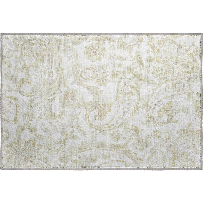 Premium Machine Washable Prisco Beige Rug, Rectangle 1'8" x 2'6"