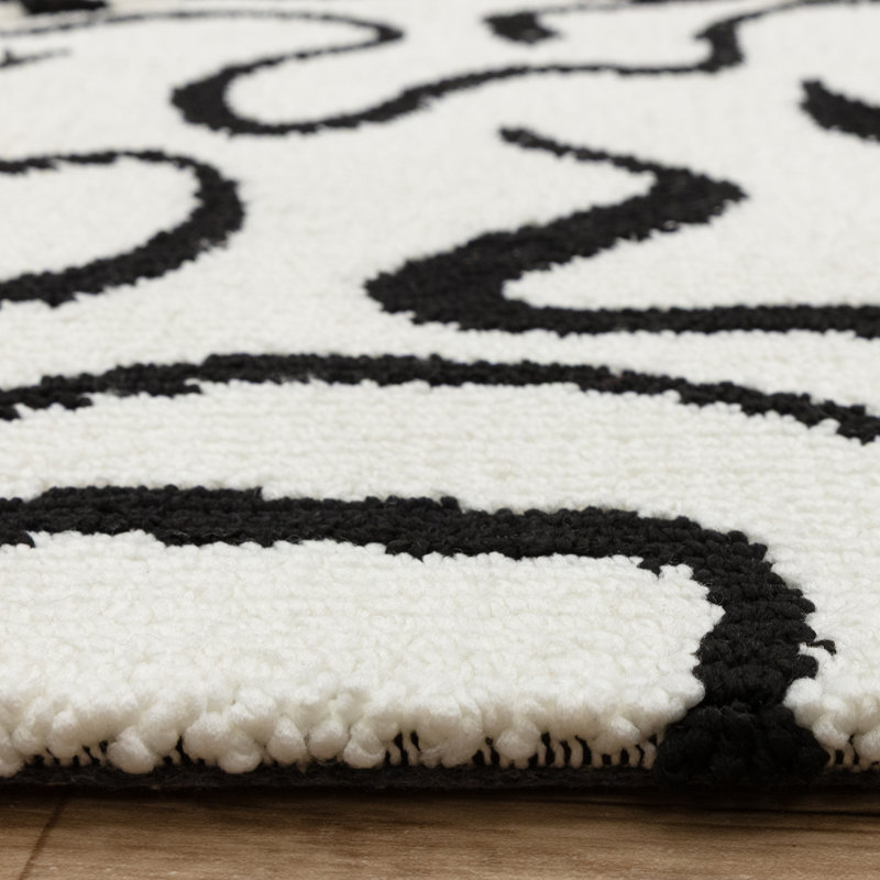 Alaisdair Zebra Animal Print Black White Rug, Rectangle 200 x 290 cm