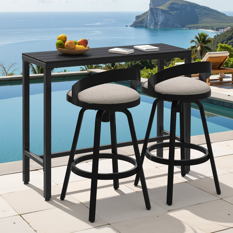 Ensemble de salle à manger pour 2 personnes avec table rectangulaire en métal et coussins inclus