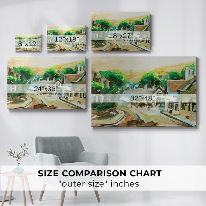 «Spring Village II», toile tendue avec châssis, H 12 po x l 18 po