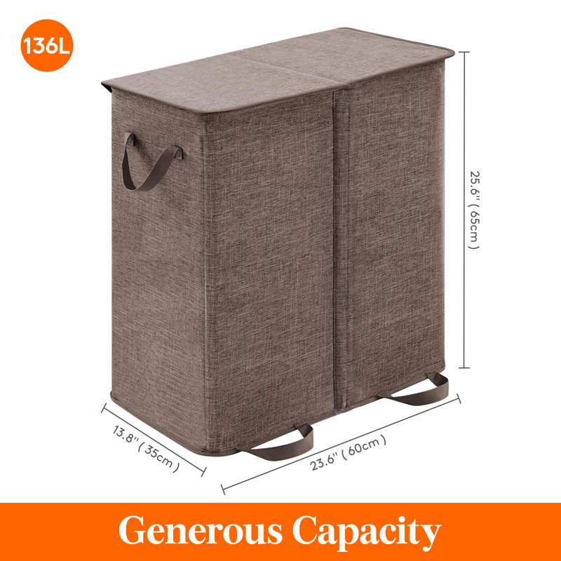 Laundry Hamper with Handles, Brown