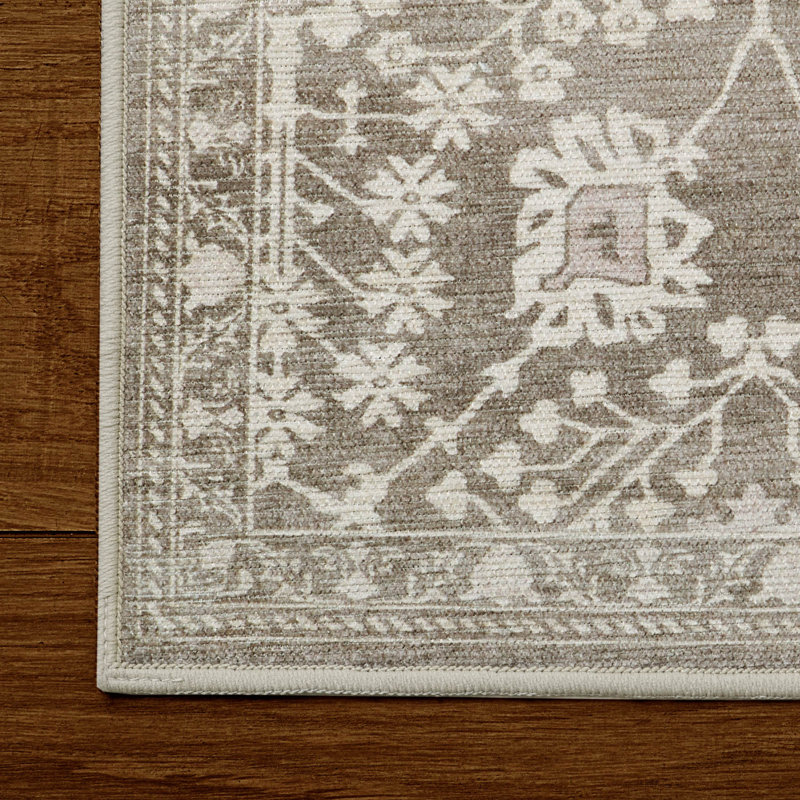 Tapis chenille imprimé lavable Hunter, Taupe, 4 x 6
