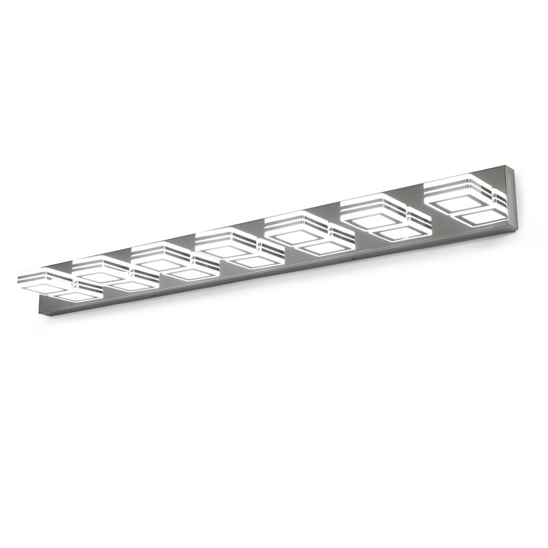 Luminaire en acrylique pour salle de bain avec lumière DEL à intensité variable (gradateur non inclus) 6 lumières, Chrome