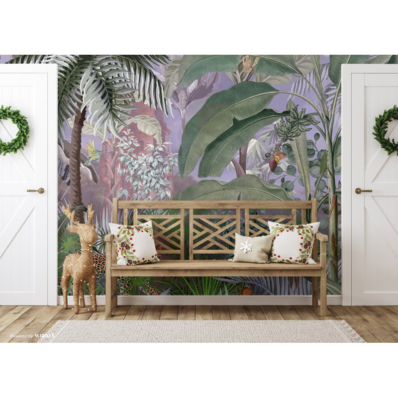 Papier peint Jungle Adventure Vibrant Wildlife, L 1320 po x l 122 po, Mauve