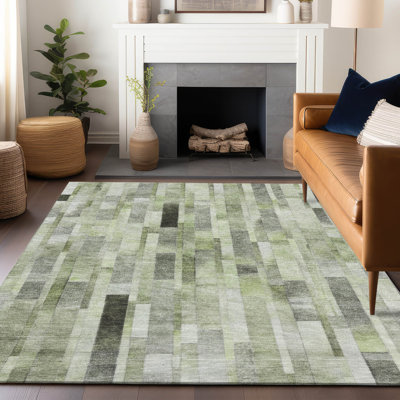 Tapis lavable intérieur / extérieur vert Laventhia - LOOMlan