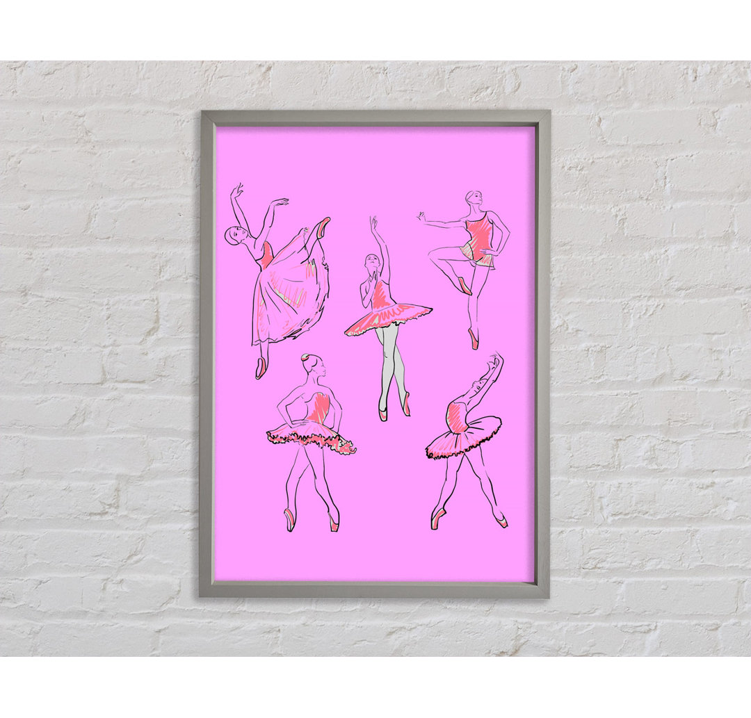 Pink White Ballerina 2 - Einzelner Bilderrahmen Kunstdrucke auf Leinwand