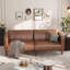 Canapé-lit futon en cuir de 75 po, causeuse convertible, dossier réglable, poches latérales, canapé-lit peu encombrant pour petits espaces, brun