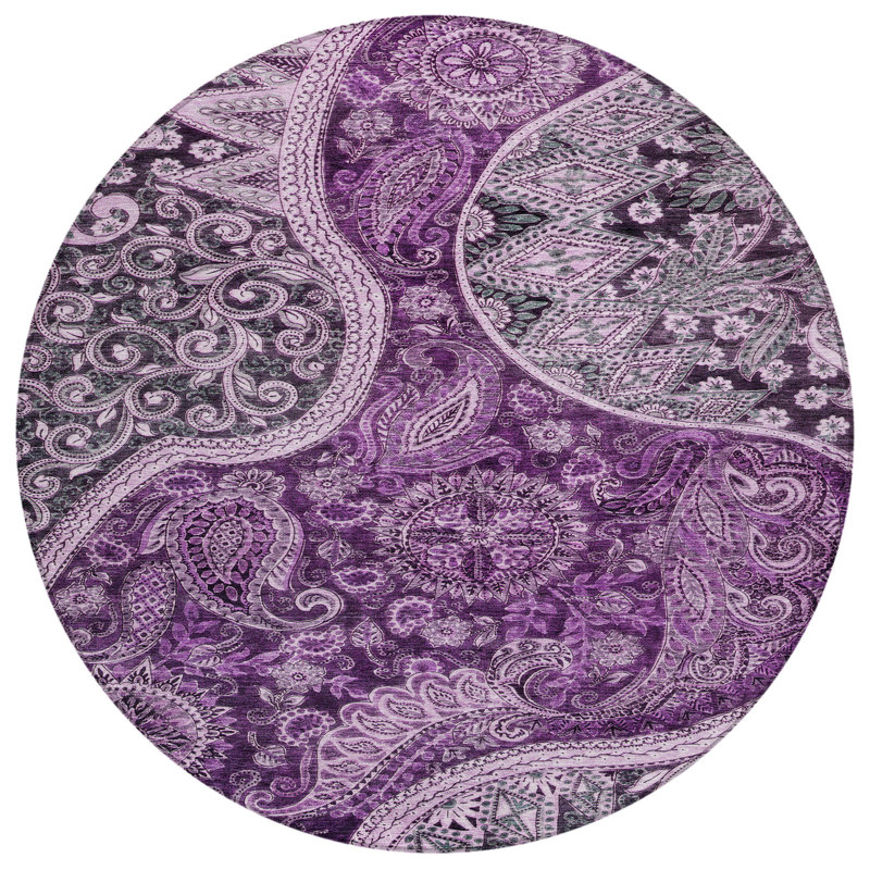 Segin Area Rug with Non-Slip Backing, Round 8'