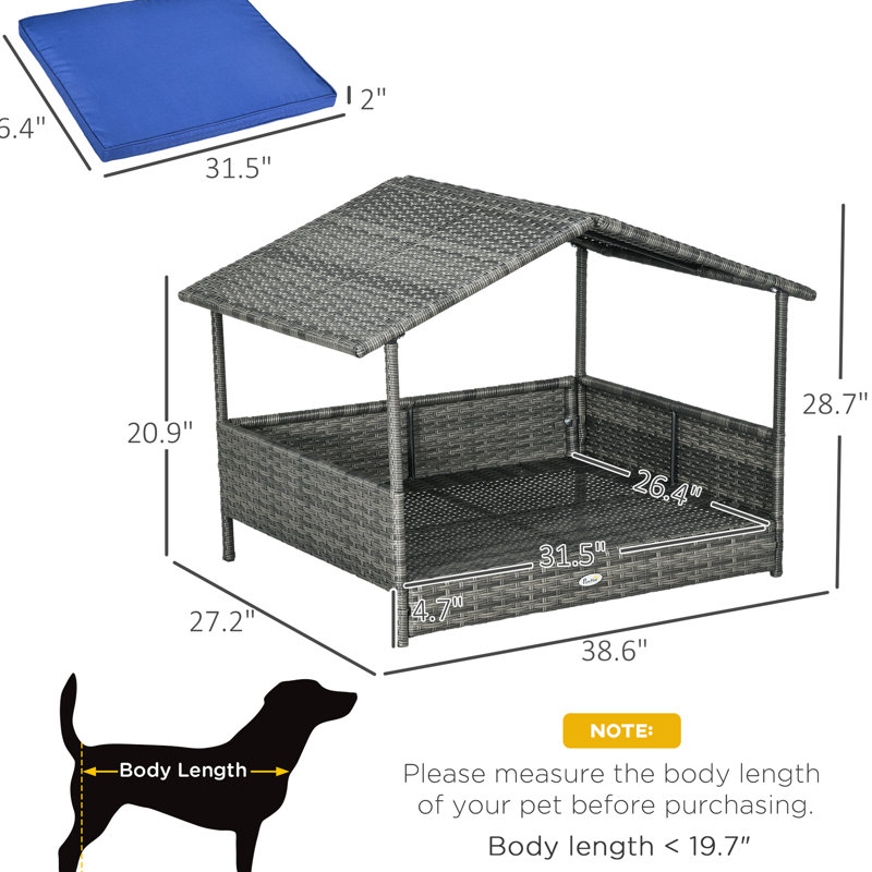 Niche pour chien d'extérieur avec auvent - confortable, coussin d'eau pour