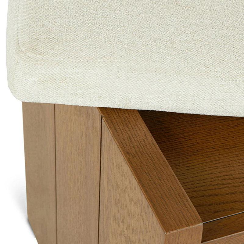 Banc en bois massif et tissu de style milieu du siècle pour chambre et salon, H 18,9 po x l 55,91 po x P 17,72 po