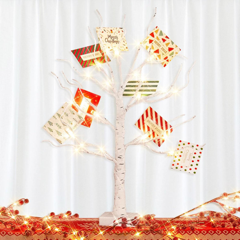 Décorations de Noël Porte-cartes de Noël Arbre de Noël illuminé pour table de Noël, minuterie à piles
