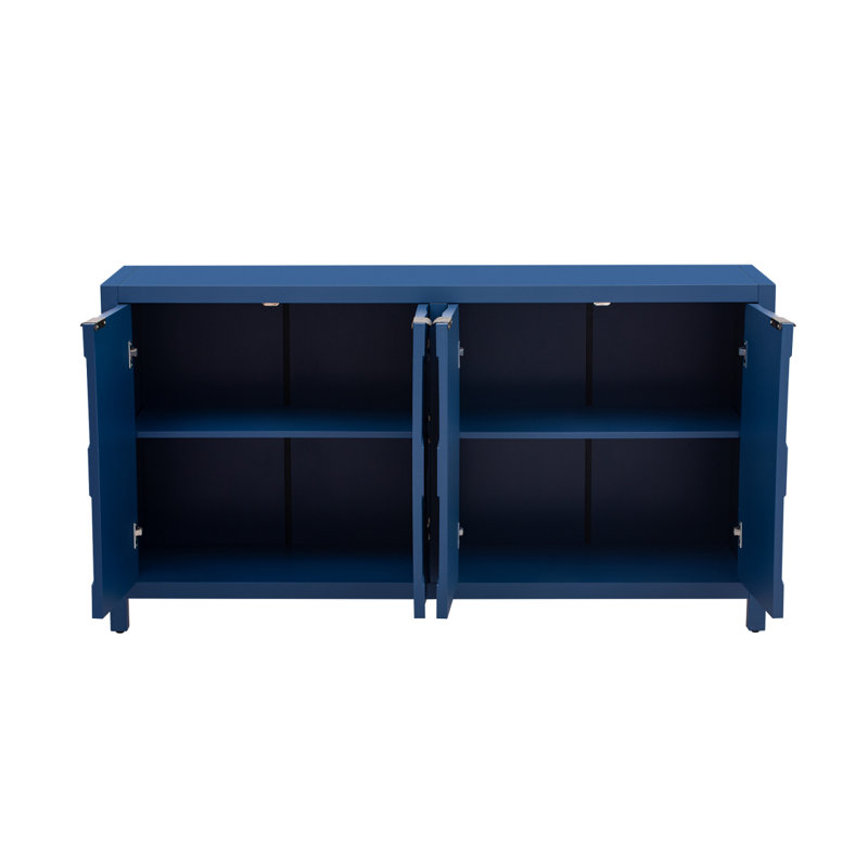 Luxueux buffet à quatre portes avec portes à motif en nid d'abeille, offrant beaucoup de rangement pour le bureau, l'entrée et le salon