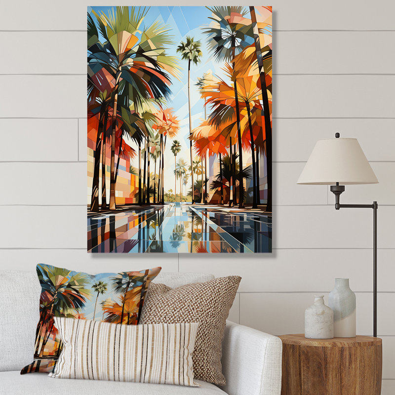 Palmiers à Miami - art mural sur toile florale, H 20 po x l 12 po x P 1 po, Toile tendue