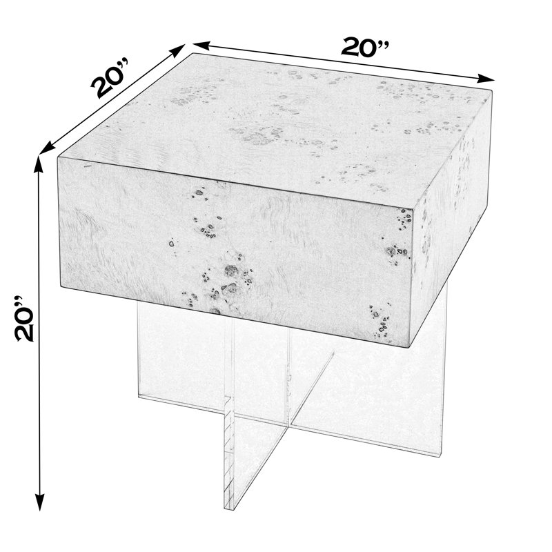 Table d'appoint carrée en acrylique l 20 po Clinesha