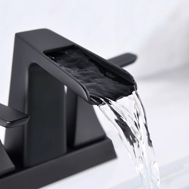 Robinet de salle de bain à ensemble central avec bonde, Noir mat