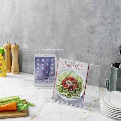 2 Piece Clear Acrylic Cookbook Holder Stand