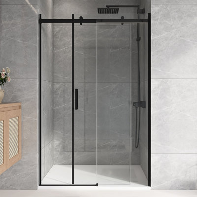 48" W X 74" H  Sliding Frameless Shower Door With Clear Tempered Glass