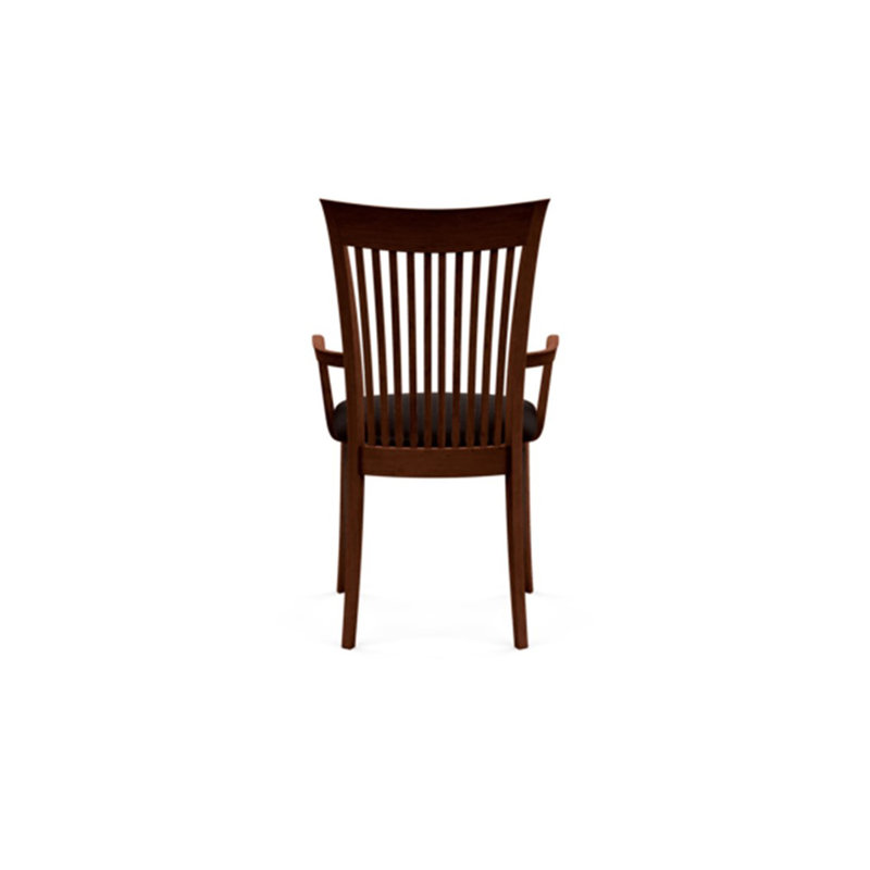 Sarah Upholstered Arm Chair, Ebony Leather, Cognac Cherry