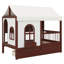 Lit House avec 2 grands tiroirs, bibliothèque latérale, tente, fenêtre, lit Montessori en bois avec garde-corps-892866049