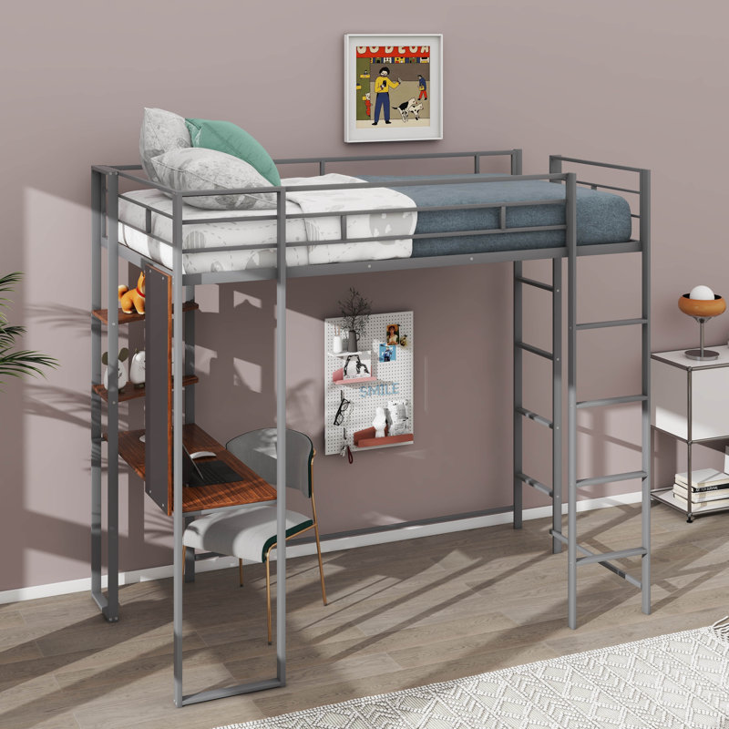 Lit mezzanine simple pour enfants Emberlynn, Argent