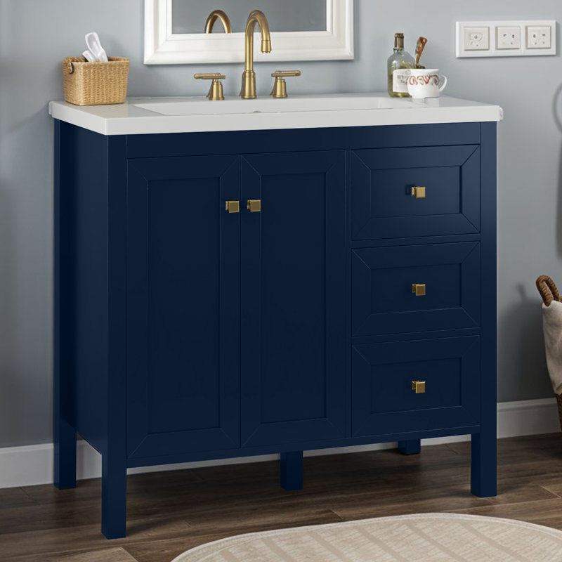 Balconera 36'' Single Bathroom Vanity With Sink Set, Blue