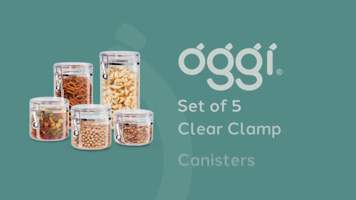 OGGI Fresh Clear Clamp Canister W/ Scoop (7.5 H, 59 Oz)
