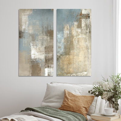 Ensemble de 2 reproductions d'art sur toile - "Grey rencontre l'art abstrait brun III"
