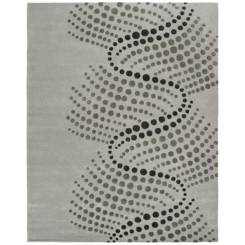 Tapis abstrait en laine et viscose touffetés à la main Amier, Rectangle 7 pi 6 po x 9 pi 6 po