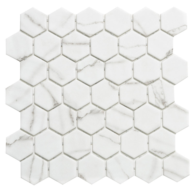 15" X 12" Glass Mosaic Wall and Floor Tile, White