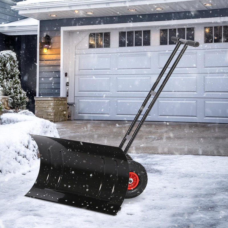 Snow Shovel Pusher Plow with Wheels