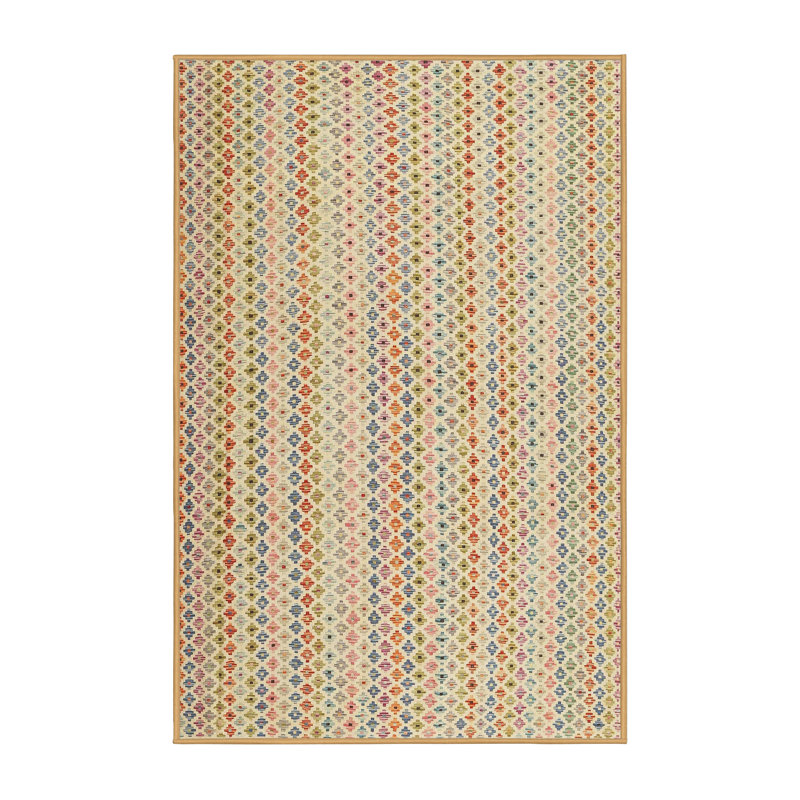Tapis abstrait beige / brun / bleu, Rectangle 3 pi x 5 pi