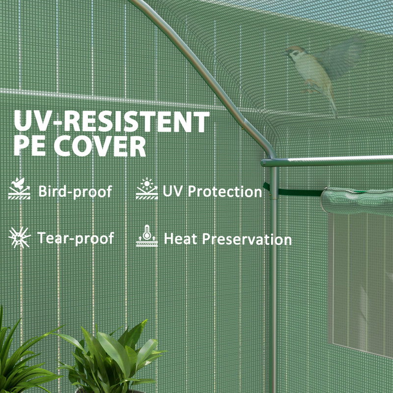 Islen Traditional Walk-In Polytunnel Greenhouse With UV Resistant Cover And Steel Frame
