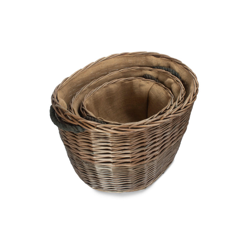 Perla 3 Piece Wicker Log Basket Set