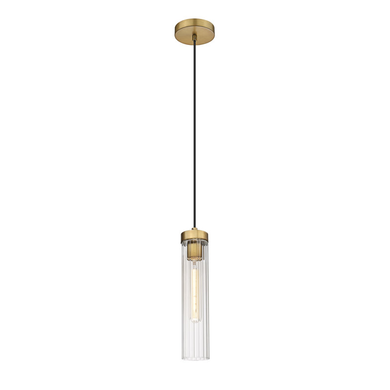 Luminaire suspendu cylindrique à 1 lumière Jense, Laiton frotté