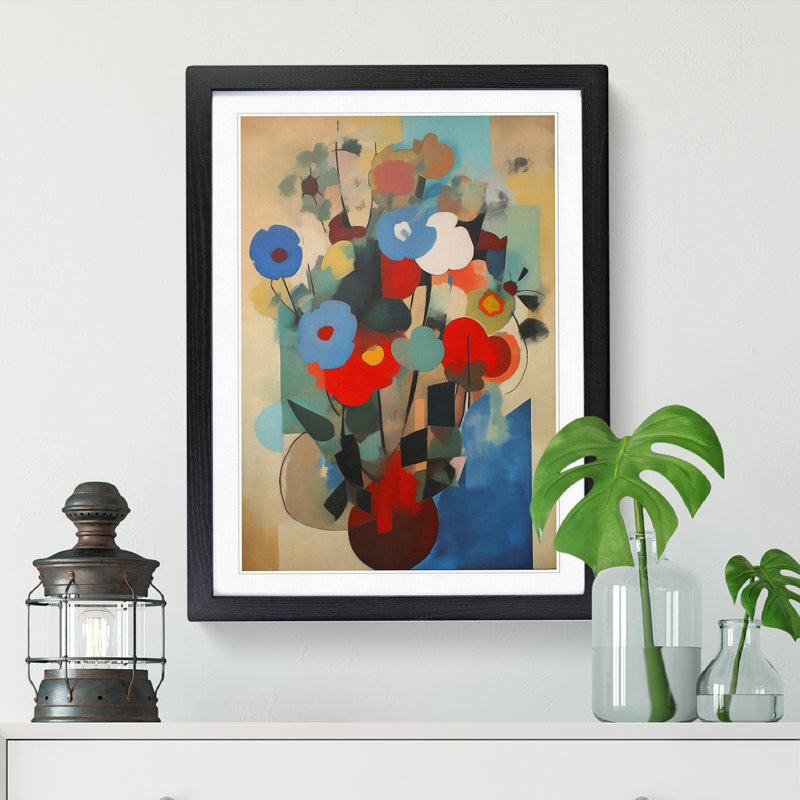FRM-V0523-849X Flowers Bauhaus Vol.5 - Single Picture Frame Print, 64cm H x 46cm W x 2cm D, Oak Framed