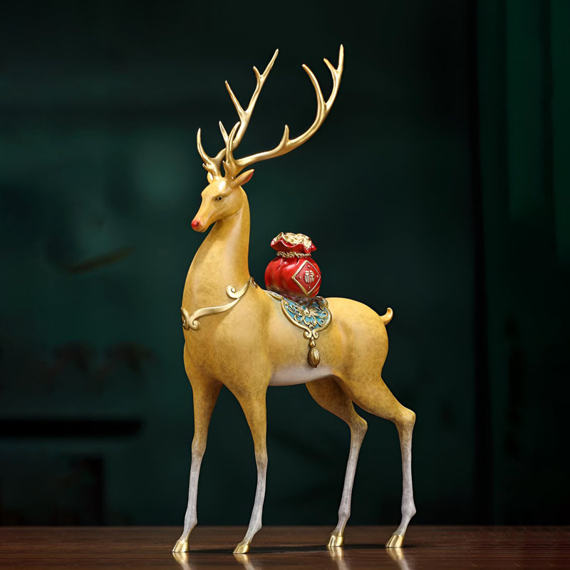 Cerf en laiton au design complexe - décor élégant pour les intérieurs modernes, H 21,65 po x l 11,81 po x P 6,69 po 