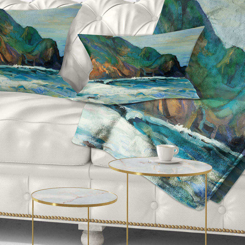 Lighthouse - Landscape Printed Throw Pillow