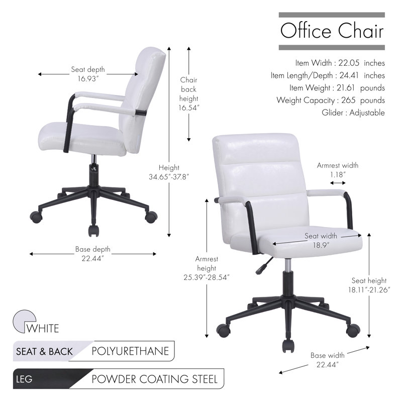 Chaise de travail Airete, Blanc