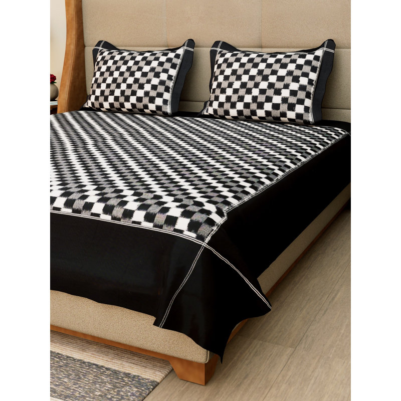 Couvre-lit noir et blanc Exotic India Pure Cotton