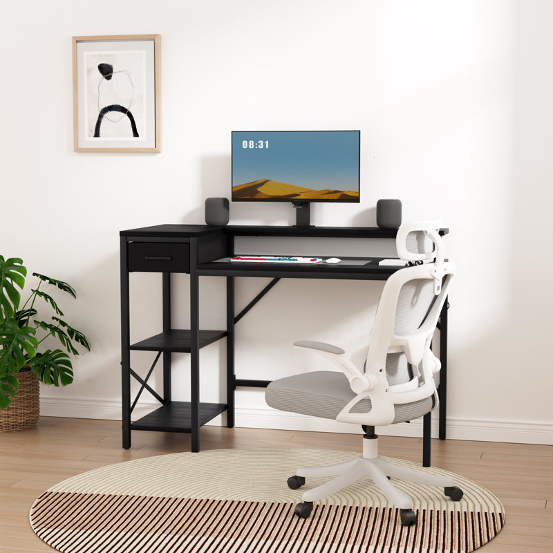 Andrick Metal Base Computer Desk, Black