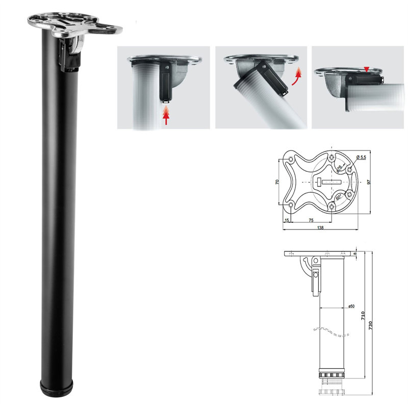 Folding Table Leg (Set 3), Black
