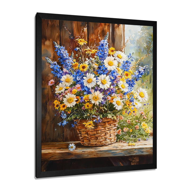 Joyce - Floral Wall Art, H 32 po x l 24 po, Noir, noir, noir, noir, Reproduction encadrée sans passe-partout