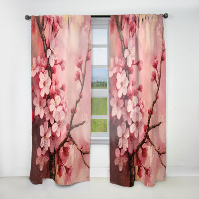 Kristine - Rideau cerise - Rideau floral obscurcissant - 1 panneau