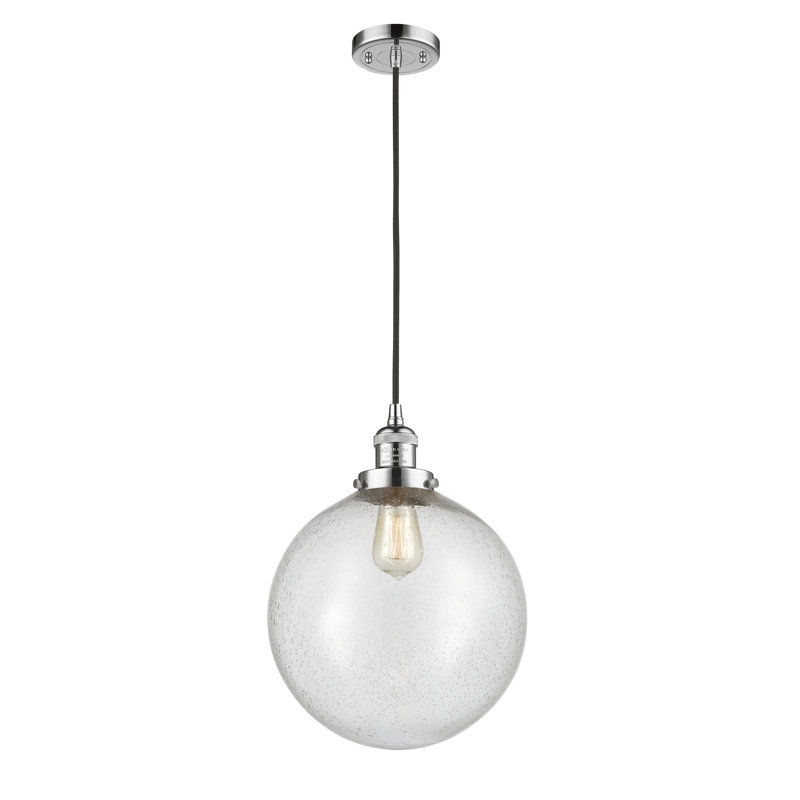 Luminaire sphère suspendu 1 lumières simple Lorene, DEL, Laiton antique noir, Grainé