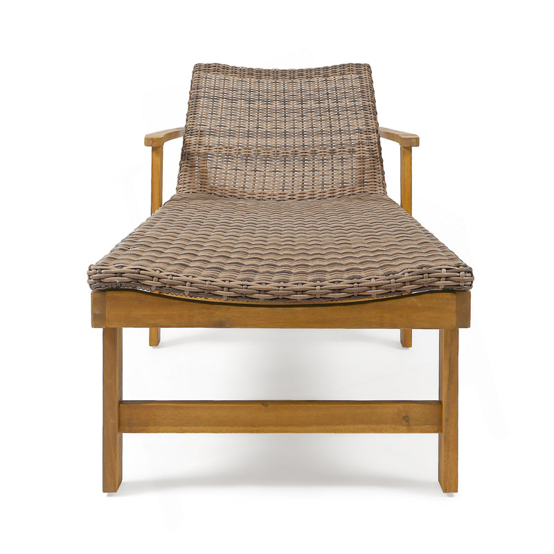 Chaise longue Hampton Wood + Wicker, Brun / Naturel