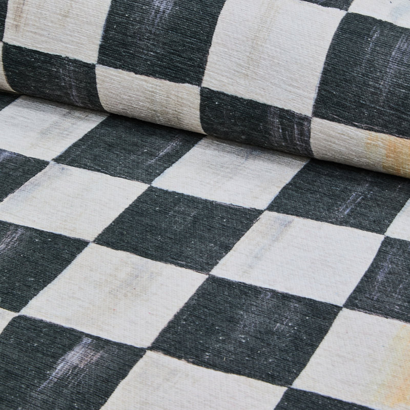 Courtly Checkered Washable Rug, Rectangle 2' x 3'