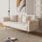 Plush Beige Velvet Convertible Sofa Bed With Decorative Nail Heads-110365845