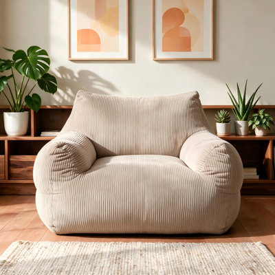 Fauteuil à billes en velours côtelé, fauteuil moelleux et confortable pour chambre à coucher, salon et coin lecture